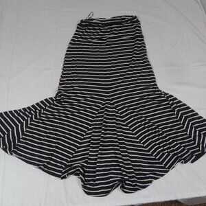 Nine 1 Eight Flare Maxi Skirt Large Black White Stripe Flare Medium Skirt L454